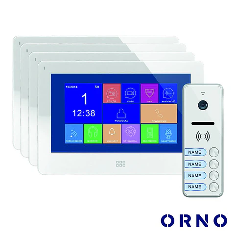 Vídeo Porteiro C/ 4 Lcd 7" Cores LEDS Branco ORNO