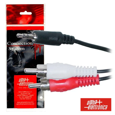 CABO JACK 3.5MM MACHO ST / 2-RCA MACHO 3M POLYBAG