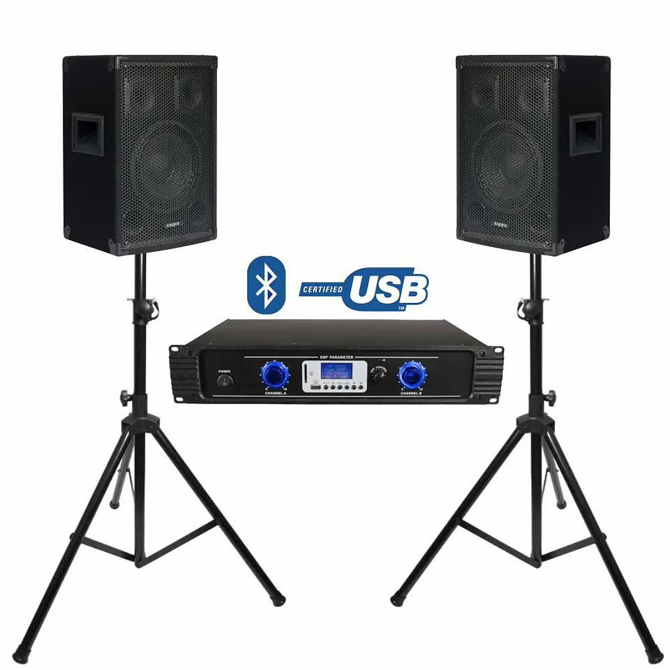 Conjunto Som Amplificado 600W 1