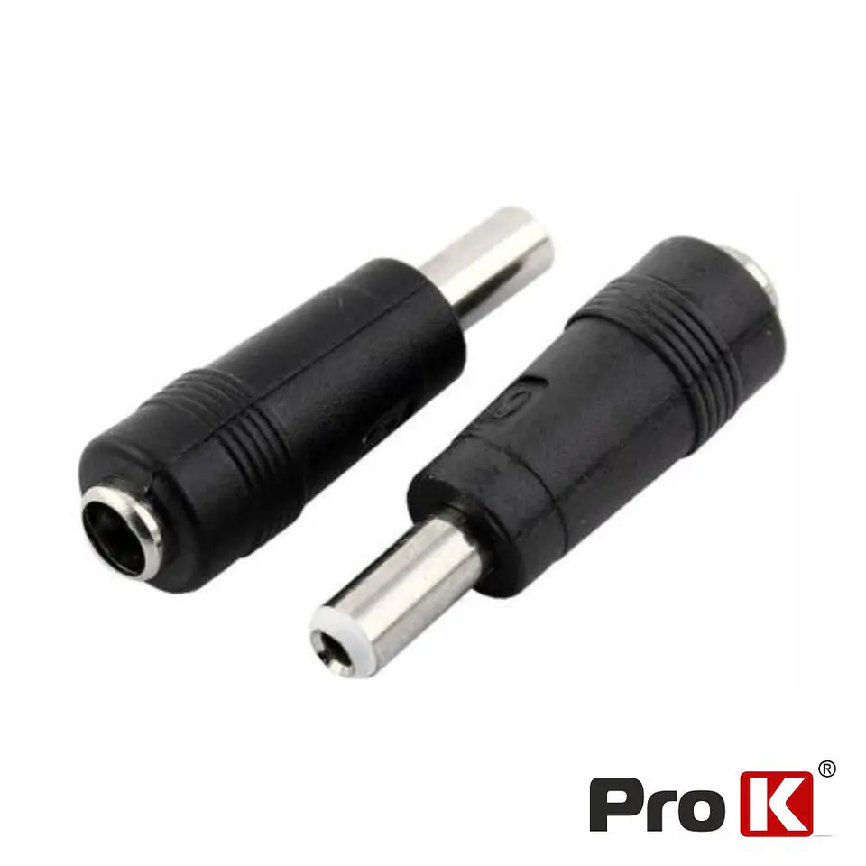 Ficha Adaptadora Alimentação DC Ø5.5-2.1mm P/ Ø5.5-2.5mm 1