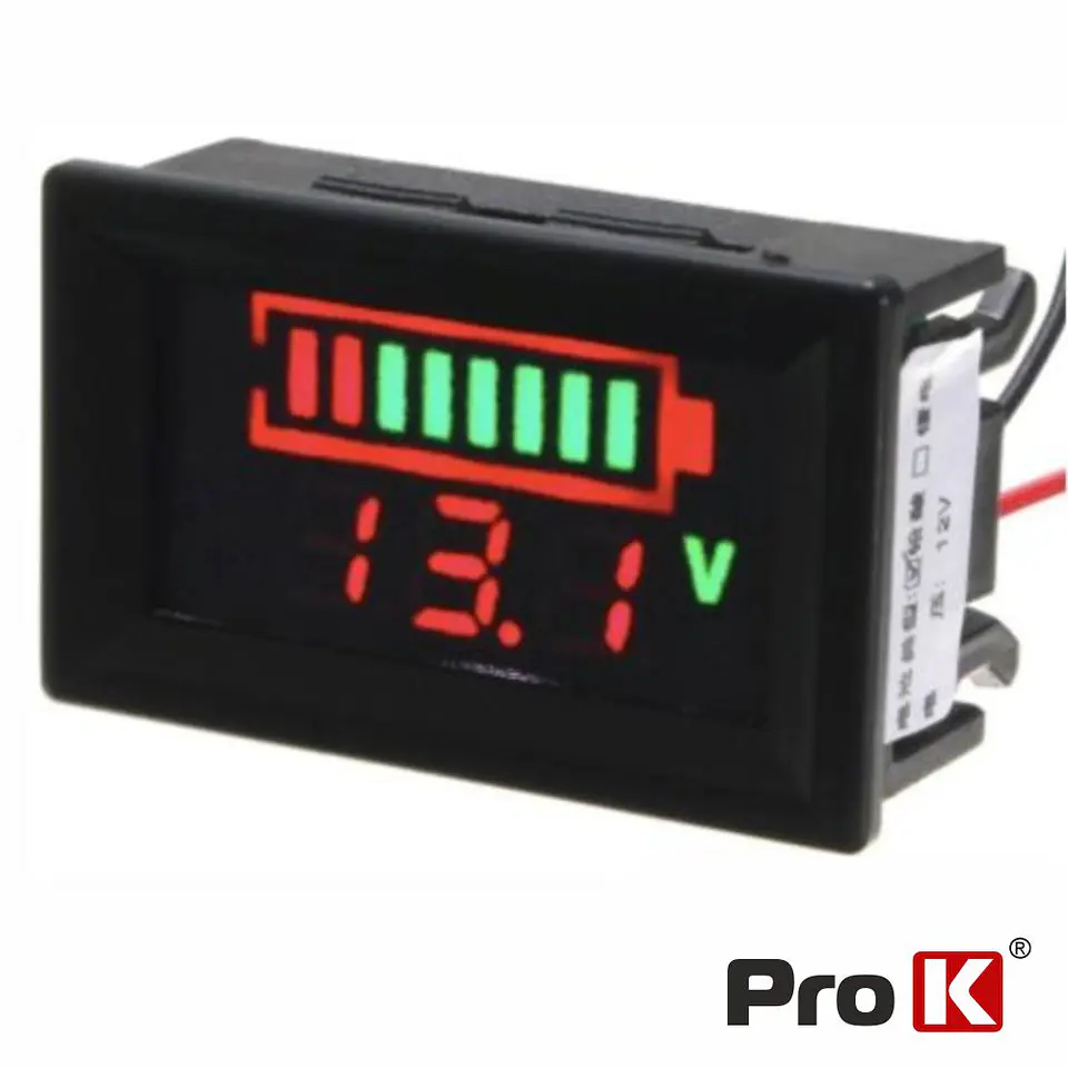 VOLTIMETRO DIGITAL LED 12VDC PAINEL C/ CAPACIDADE PROK 1