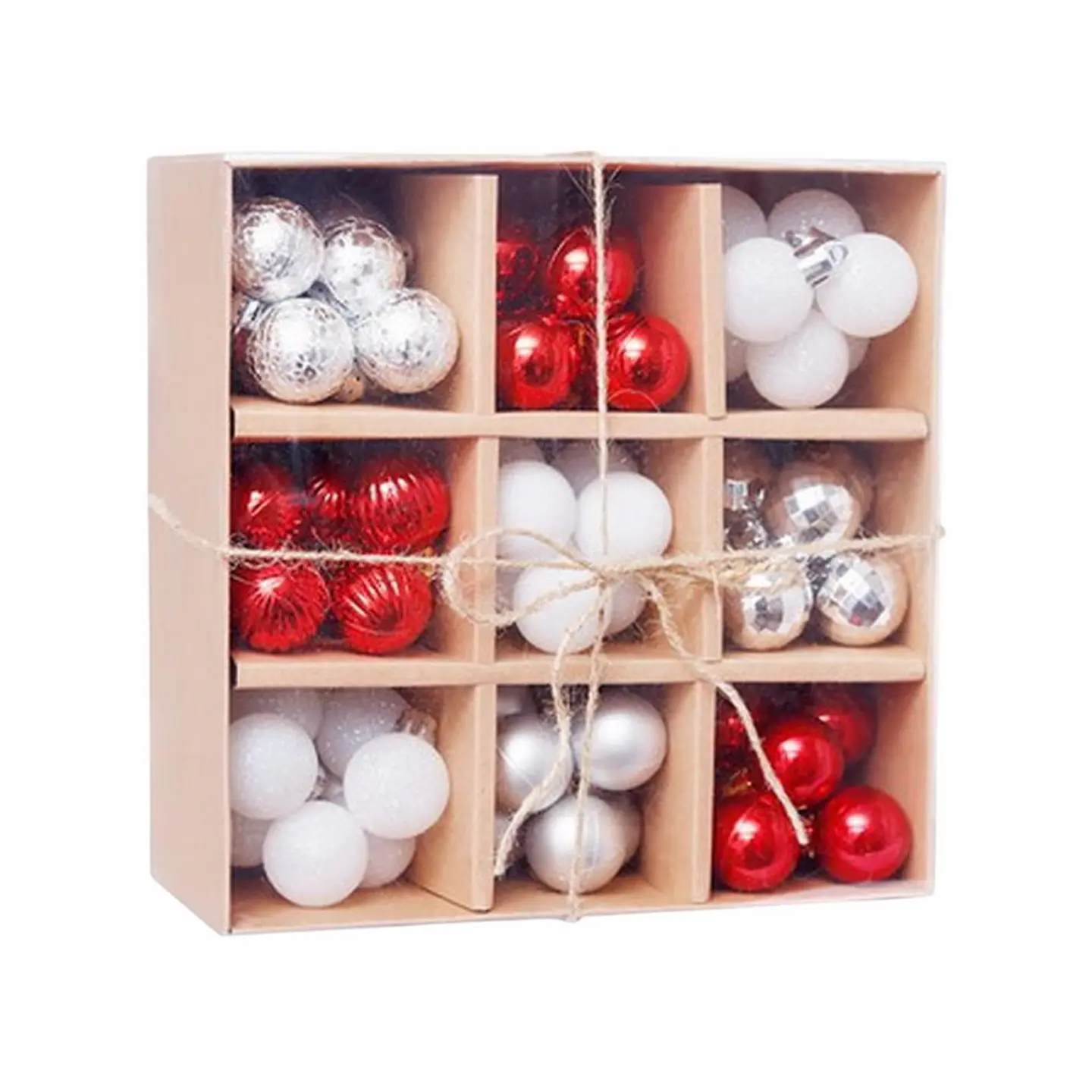 Caixa Decorativa 99 Bolas De Natal Vermelho/Branco/Prateado 1