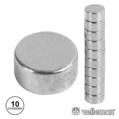 CONJUNTO DE 10 IMANS N35~N45 Ø10x5MM VELLEMAN