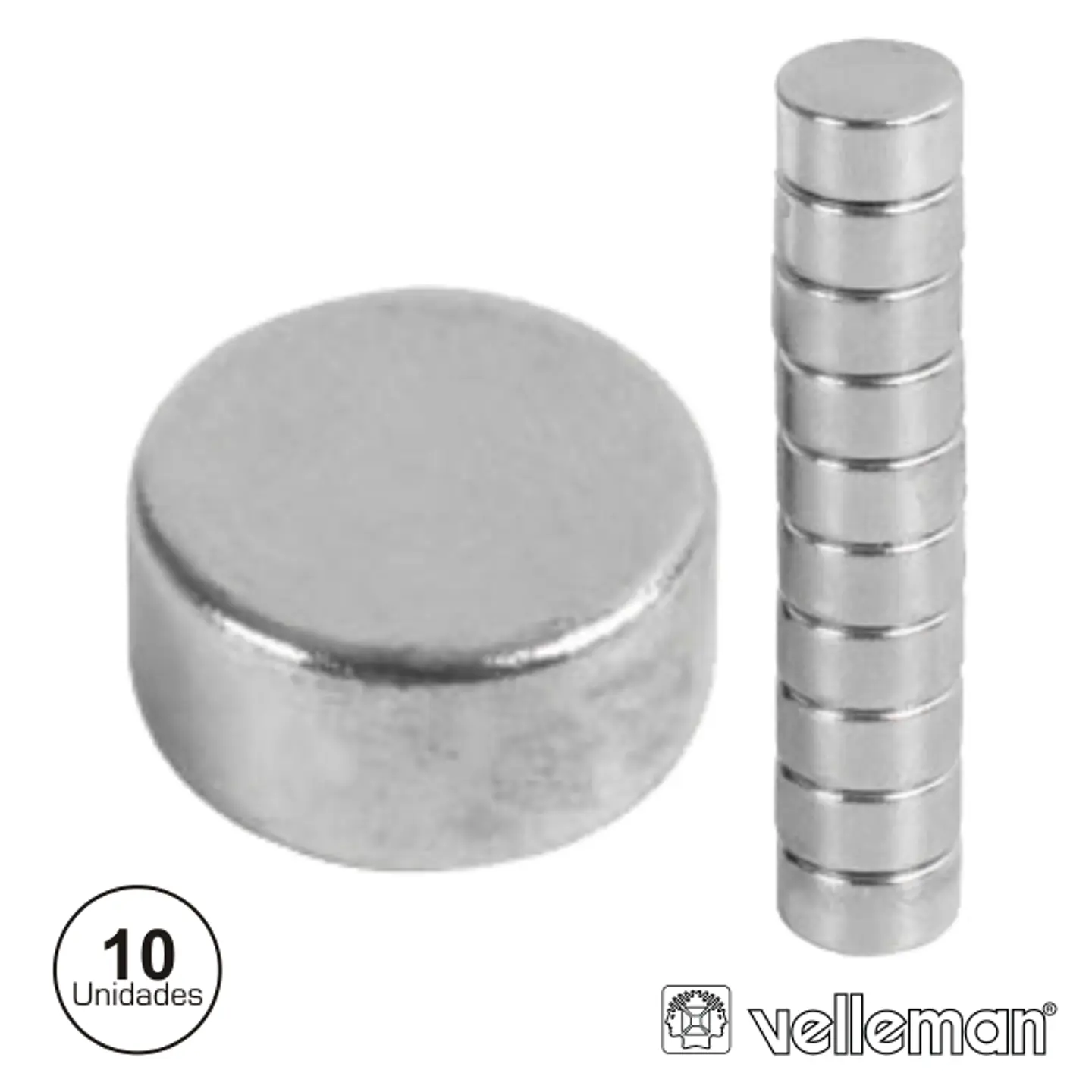 CONJUNTO DE 10 IMANS N35~N45 Ø10x5MM VELLEMAN 1