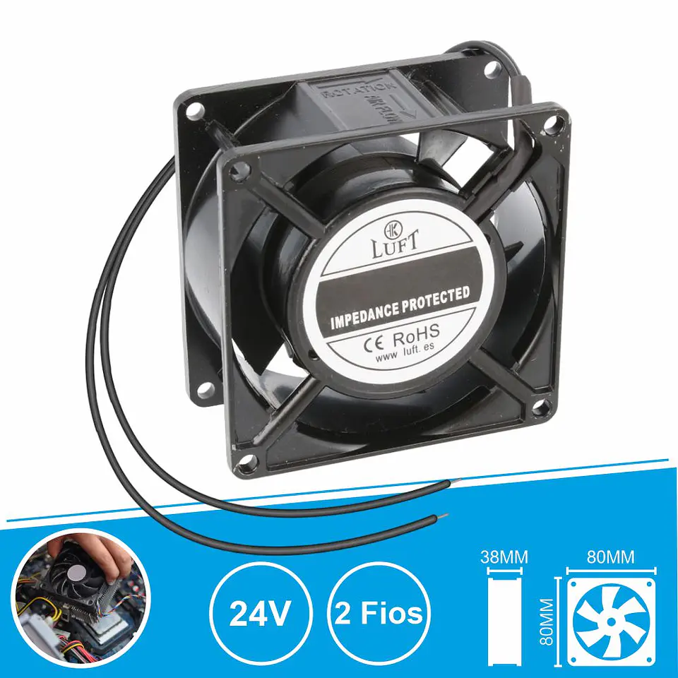Ventoinha 24V 80x80x35mm 2 Fios KLA024AP080ASWS LUFT 1