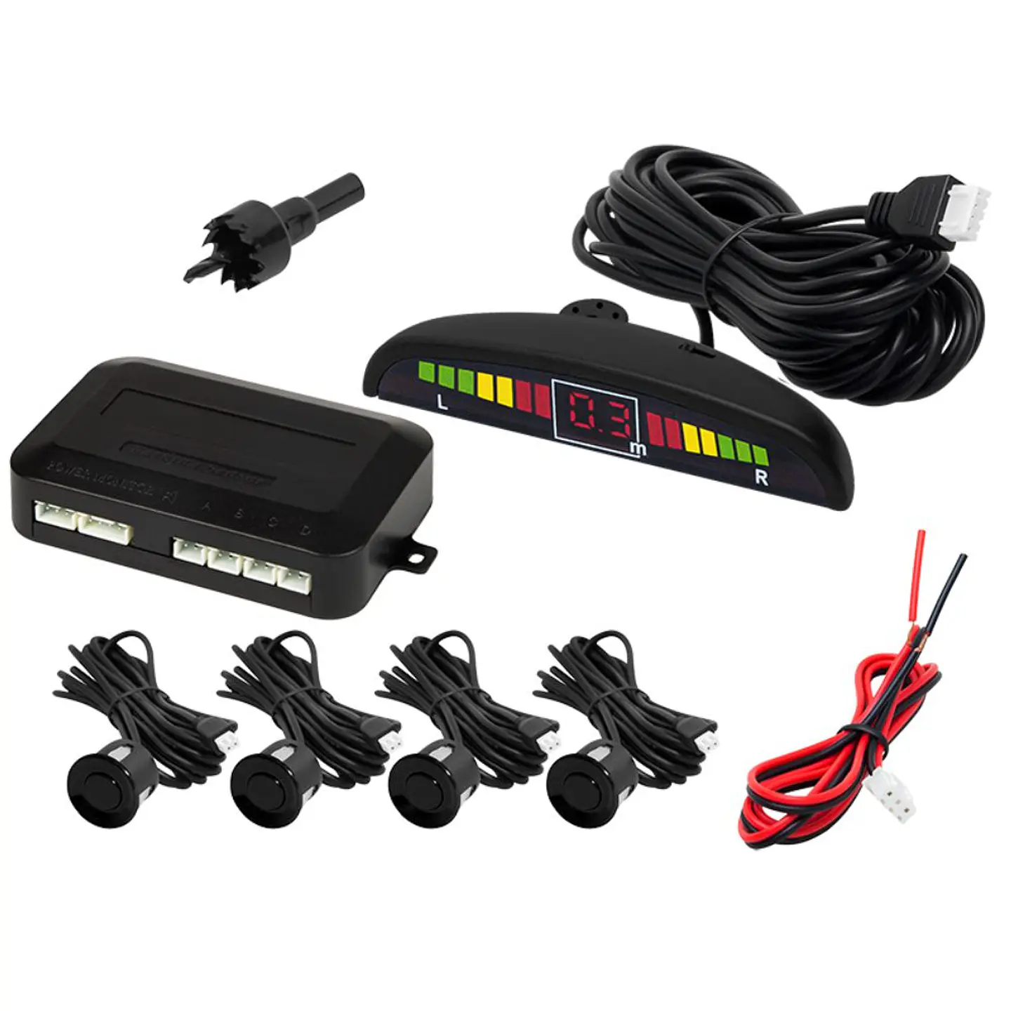 Kit de Estacionamento C/ 4 Sensores Preto E Visor 1