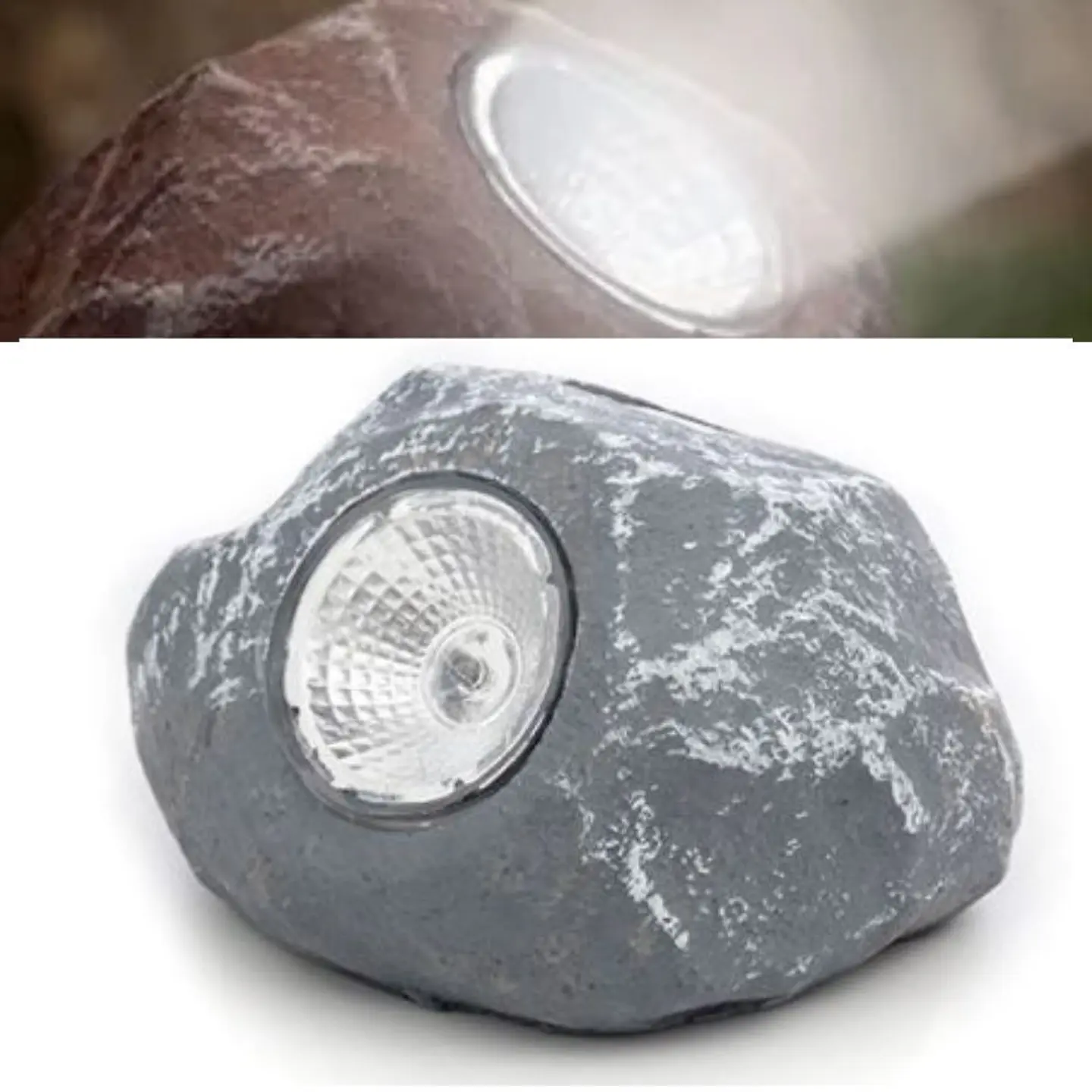 PEDRA DECORATIVA C/ LUZ SOLAR E BATERIA 15CM 1