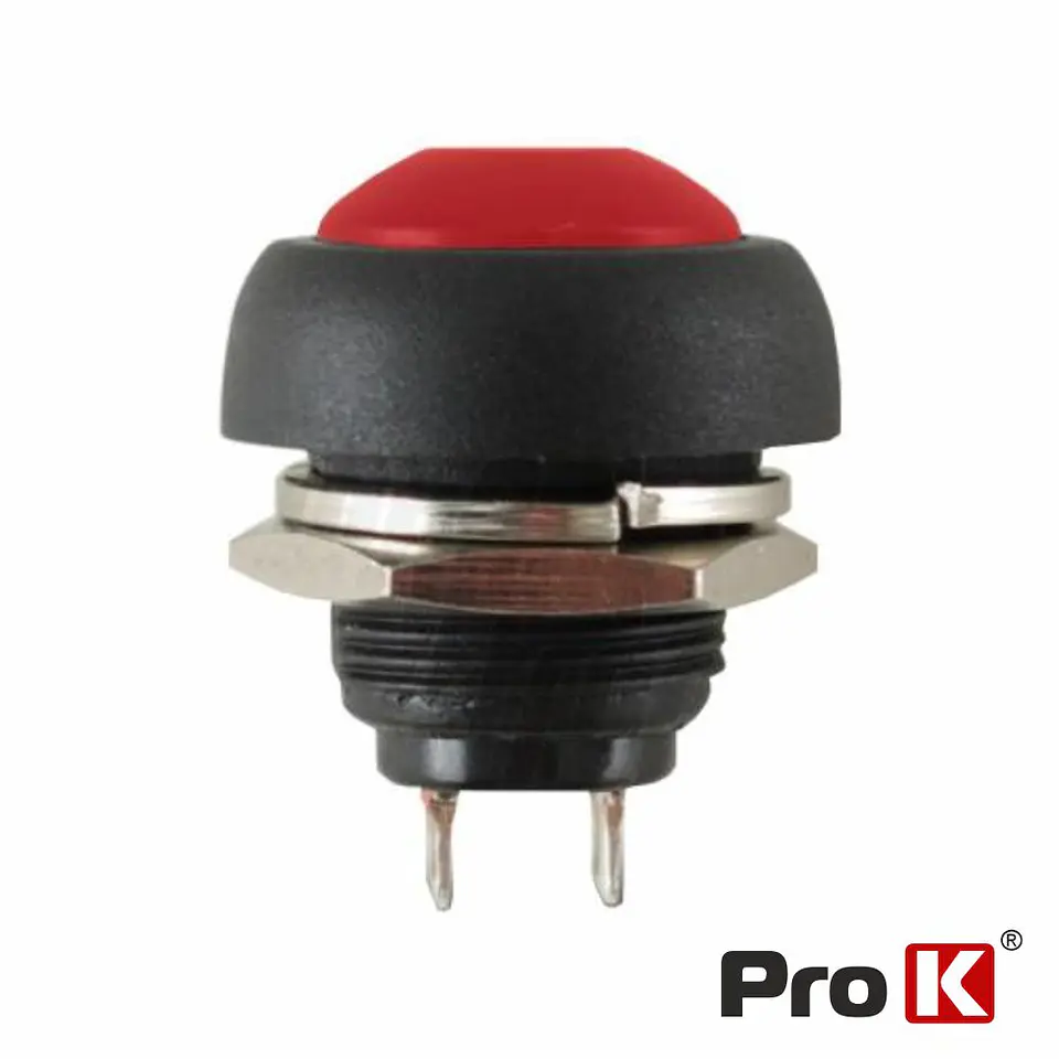 INTERRUPTOR PRESSÃO REDONDO 0.5A-250VAC VERMELHO 12MM IP65 1
