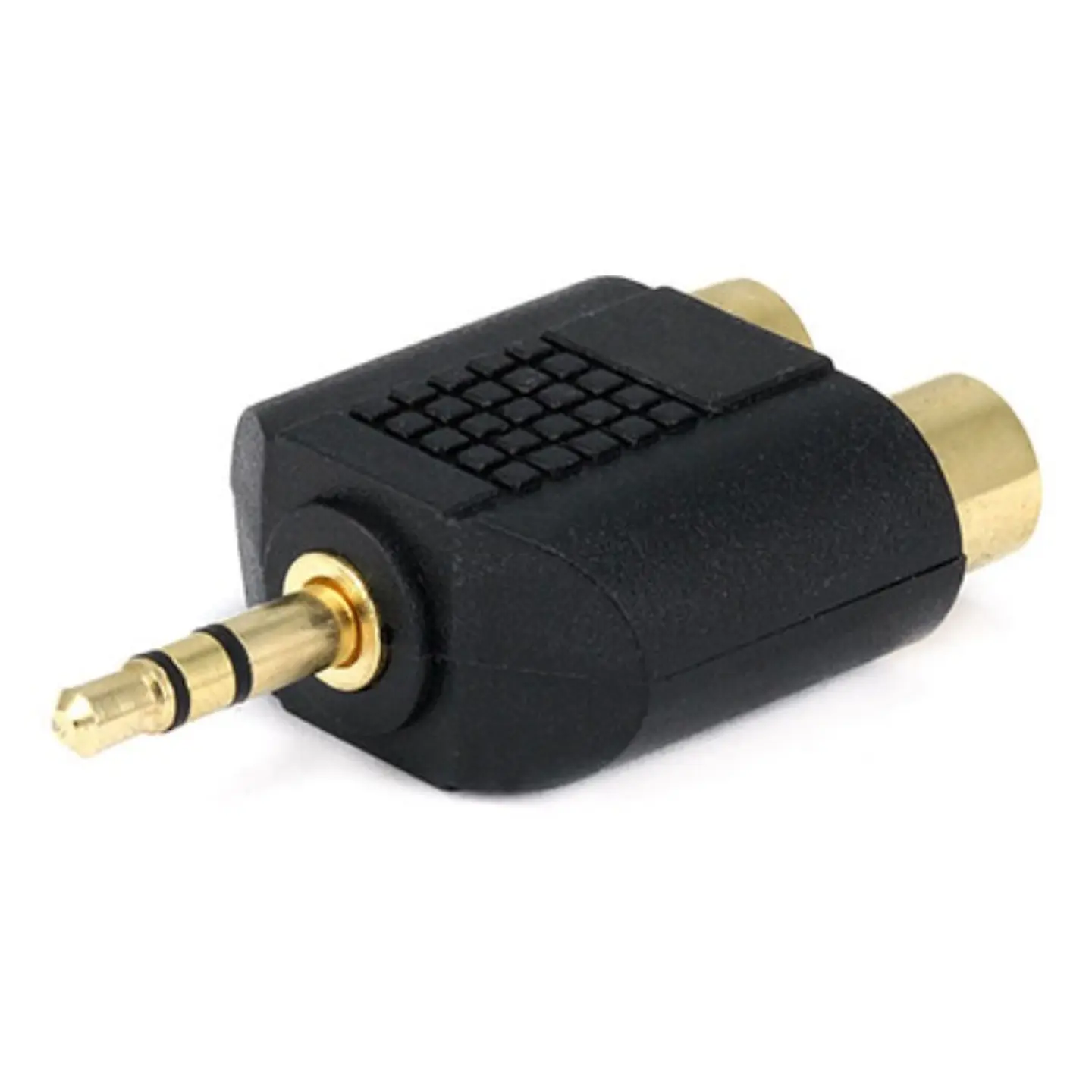 FICHA ADAPTADORA JACK 3.5MM MACHO ST / 2 RCA FÊMEA DOURADA 1