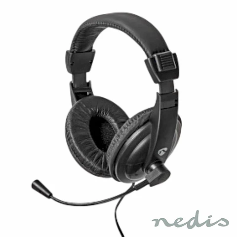 Auscultadores Stereo C/ Microfone Preto NEDIS