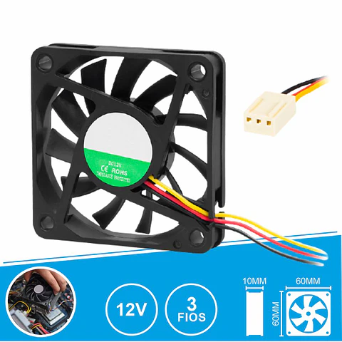 Ventoinha 24V 60x60x10mm 3 Fios