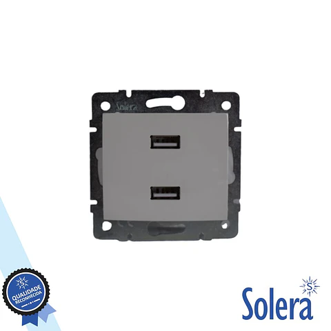 Tomada Elétrica Encastrar 2x USB-A Sem Moldura SOLERA