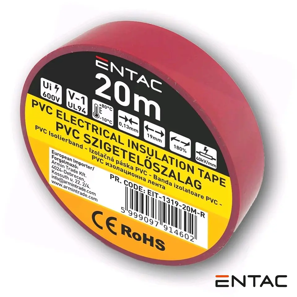Fita Isoladora Vermelho 20M ENTAC 1