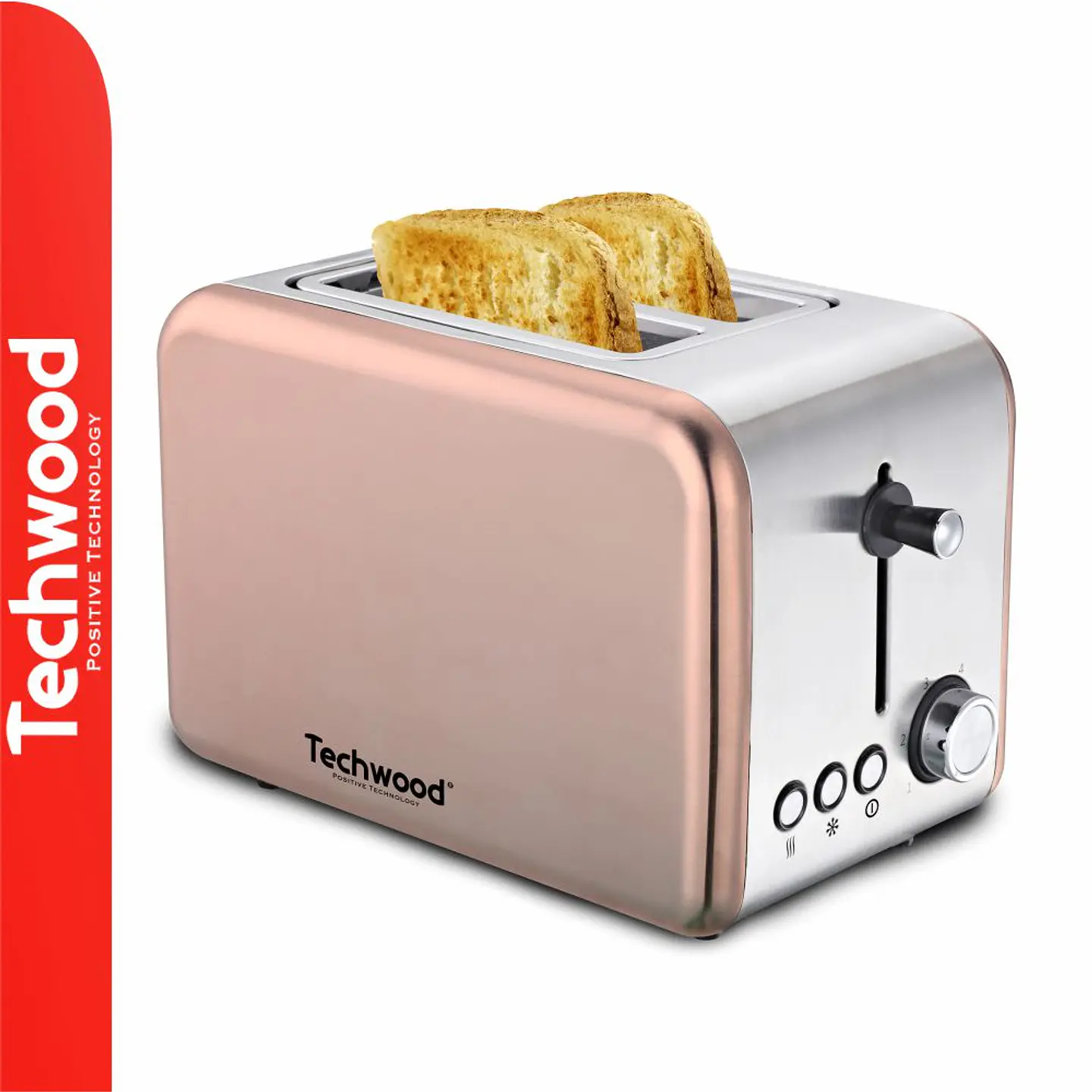Torradeira 2 Ranhuras 850W INOX Rosa TECHWOOD 1