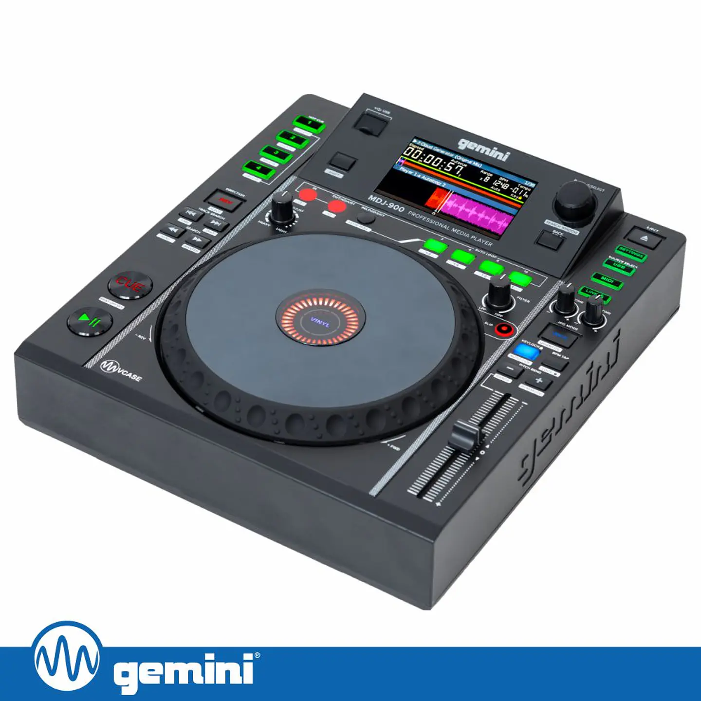 Leitor DJ Profissional C/ LCD USB/RJ45 Link GEMINI 1