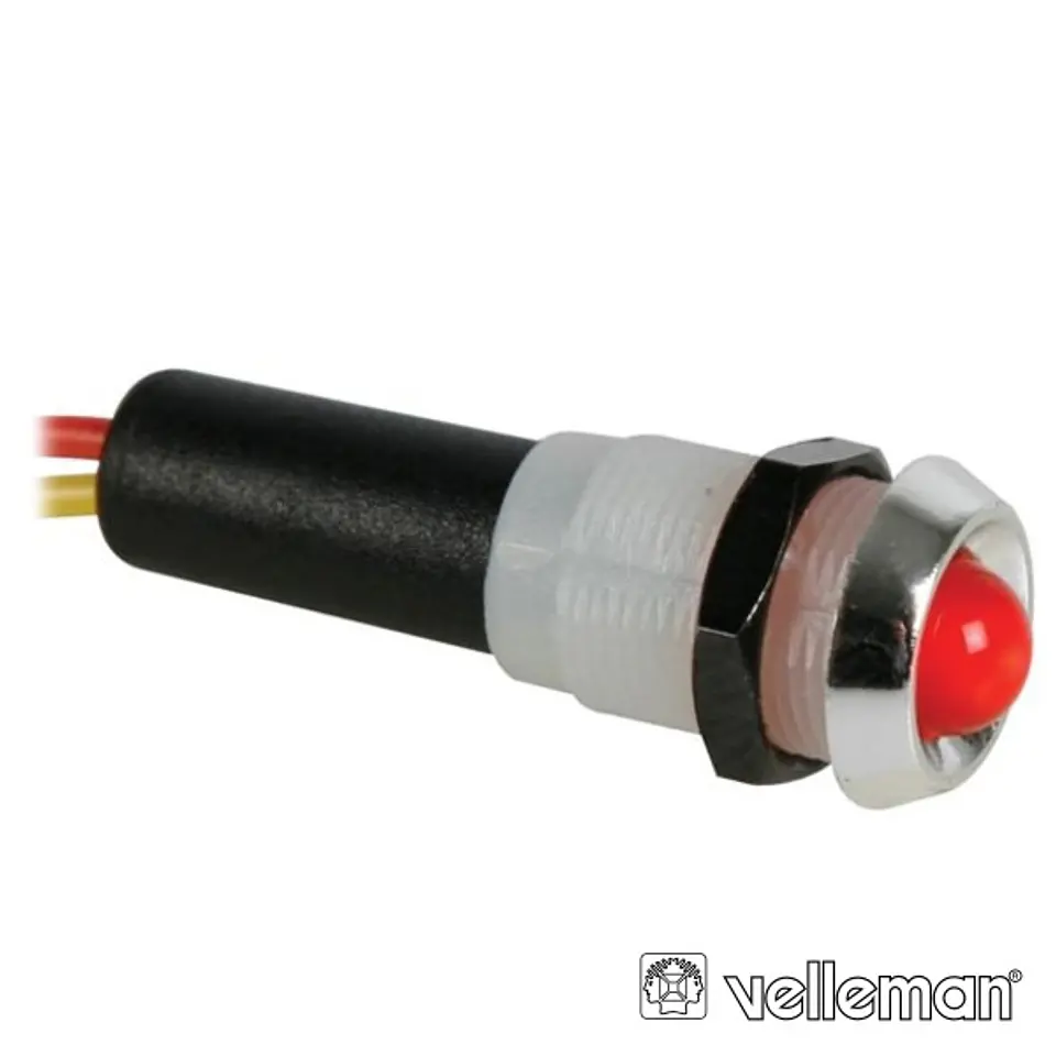 LED PILOTO 12V VERMELHO CAIXA ABS CROMADA VELLEMAN 1