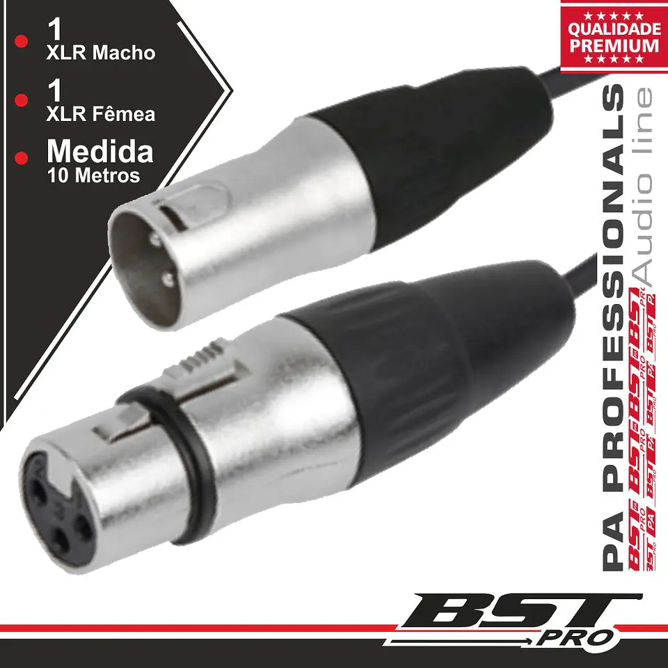 CABO XLR 3P MACHO / XLR 3P FÊMEA 10M BSTPRO 1