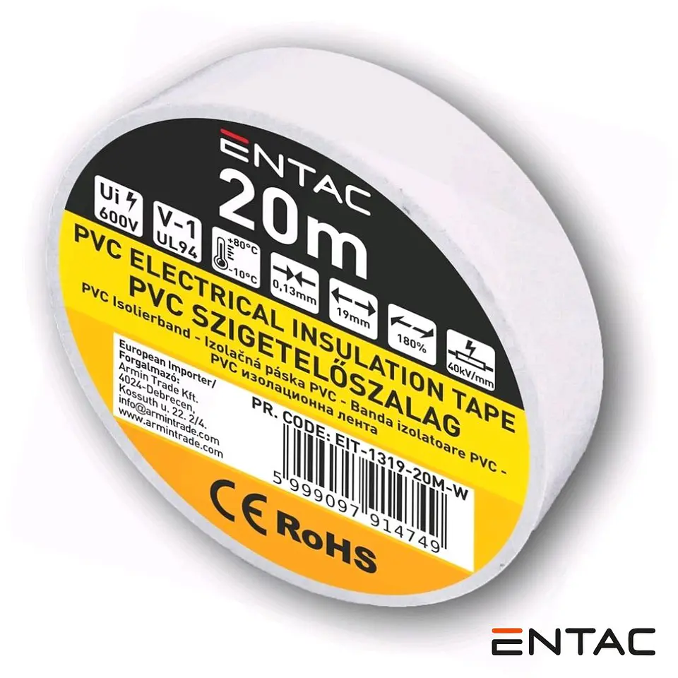 Fita Isoladora Branco 20M ENTAC 1