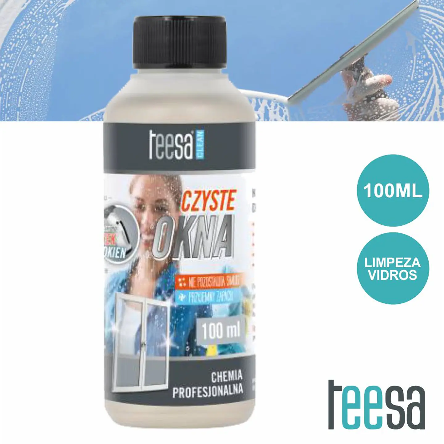 LÍQUIDO CONCENTRADO P/ MÁQUINA LIMPEZA VIDROS 100ML TEESA 1