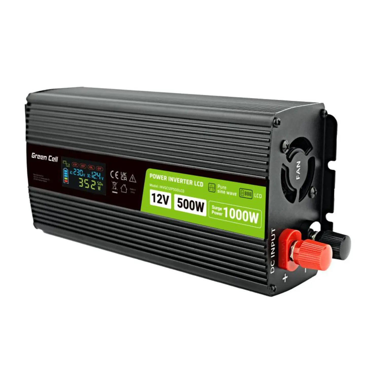 Conversor 12V-230V 500W Onda Pura C/ LCD GREEN CELL 1