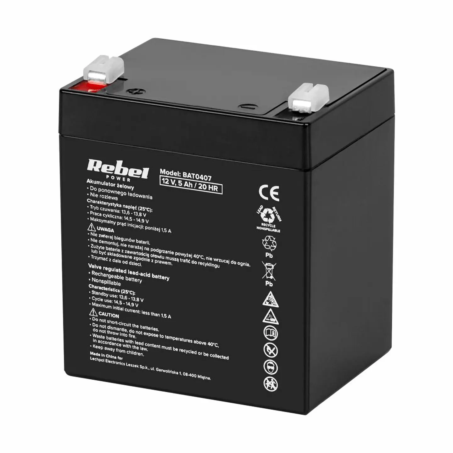 Bateria Chumbo Gel 12V 5A REBEL 1