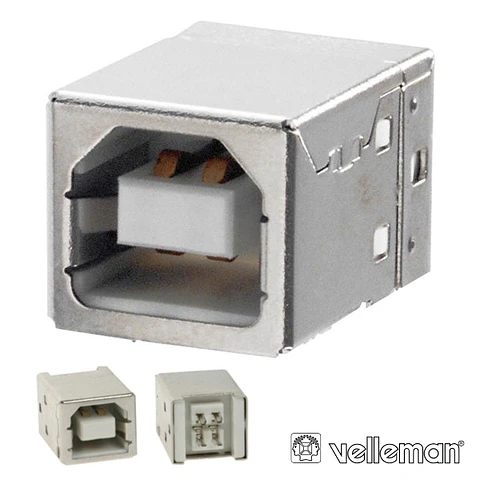 FICHA USB-B FÊMEA SIMPLES 180° P/ PCB VELLEMAN