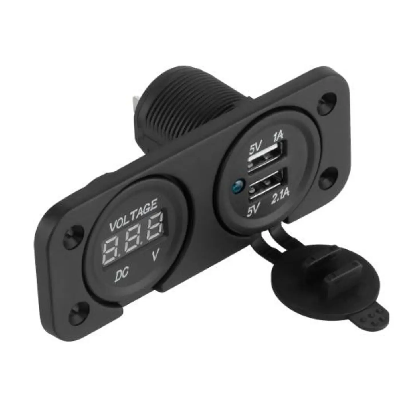 Tomada USB Dupla De Embutir C/ Voltímetro 1