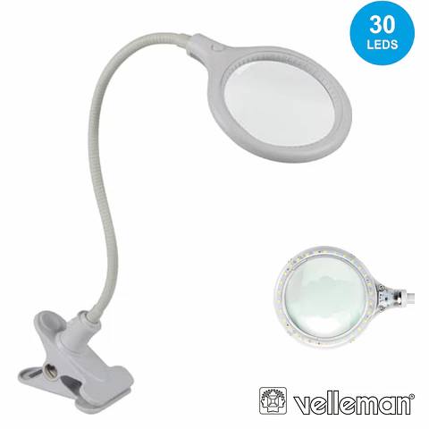 CANDEEIRO C/ LUPA BANCADA 5 DIOPTRIAS 30 LEDS 6W VELLEMAN