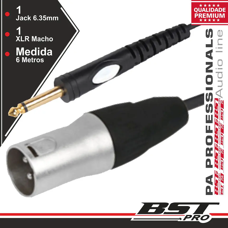 CABO XLR 3P MACHO / JACK 6.35MM MACHO ST 6M BSTPRO 1