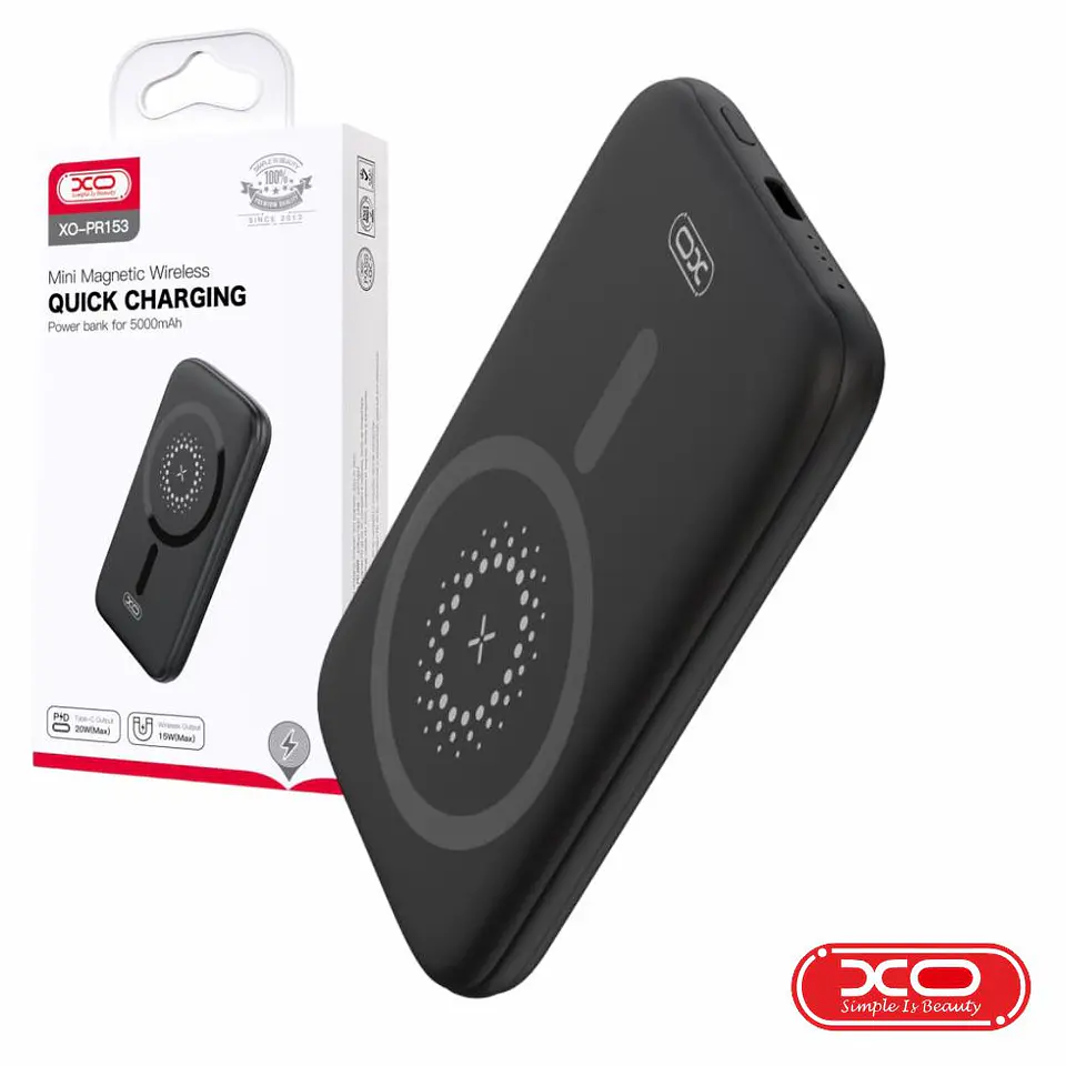Powerbank 5000mAh QI 2 USB-A / 1 USB-C Preto XO 1