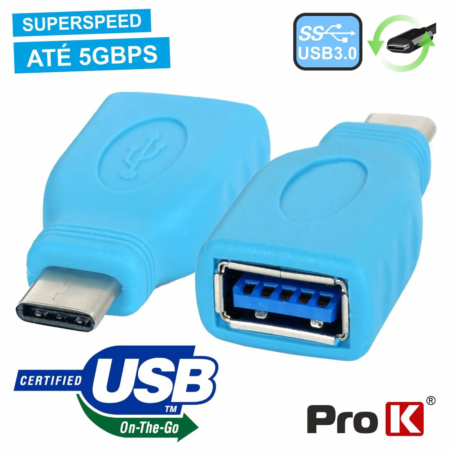 FICHA ADAPTADORA USB-C 3.0 MACHO / USB-A FÊMEA OTG 1