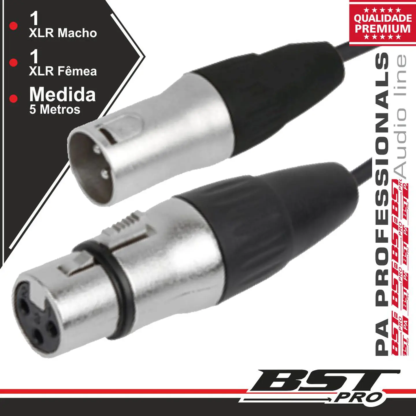 CABO XLR 3P MACHO / XLR 3P FÊMEA 5M BSTPRO 1