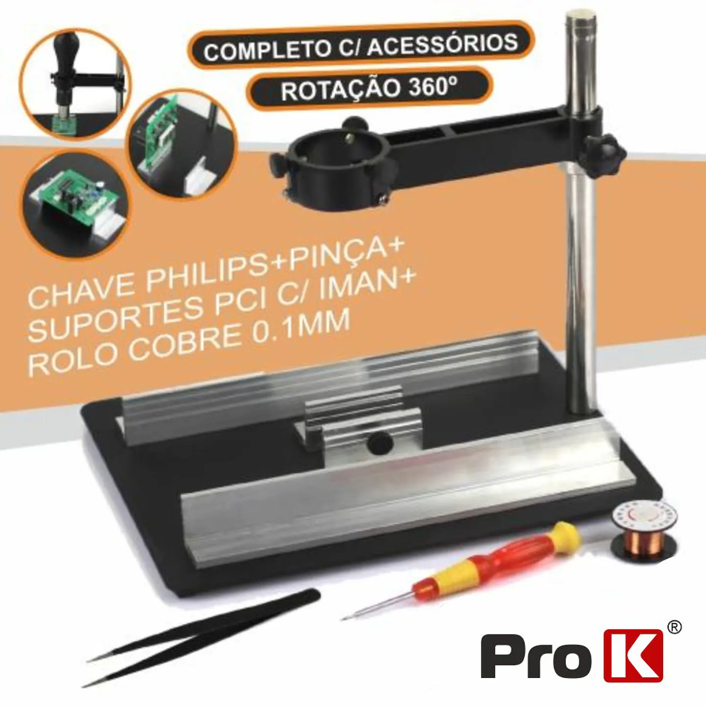 SUPORTE C/PLATAFORMA P/ FERRO DE AR QUENTE PROK 1