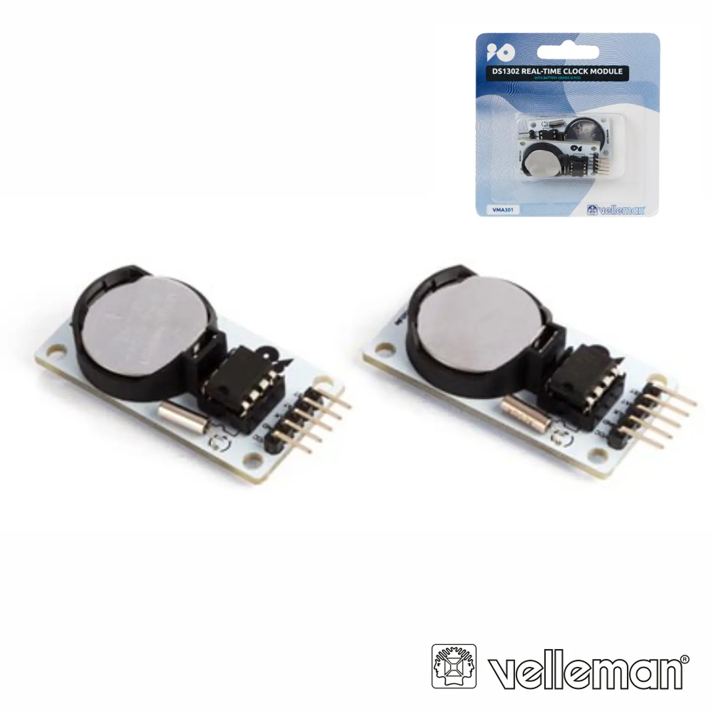 MÓDULO RELÓGIO TEMPO REAL C/ BATERIA CR2032 2X VELLEMAN 1