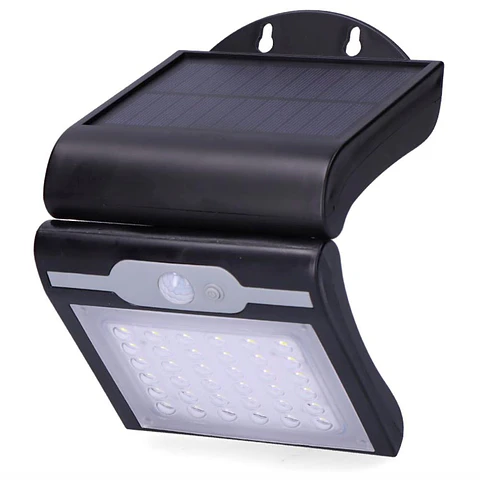 Aplique Exterior Solar C/ Sensor 2W 6400K 220lm Preto