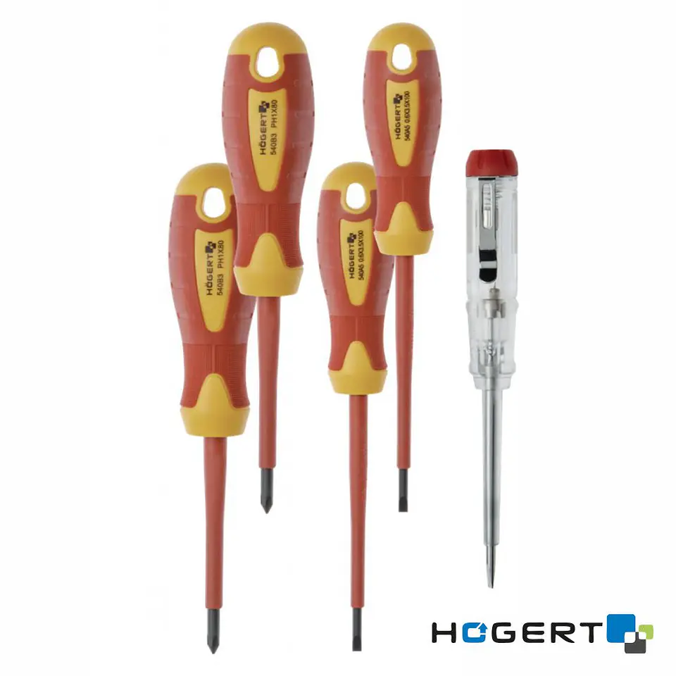 Conjunto de 4 Chaves VDE 1000V E 1 Busca-Polos HOGERT 1