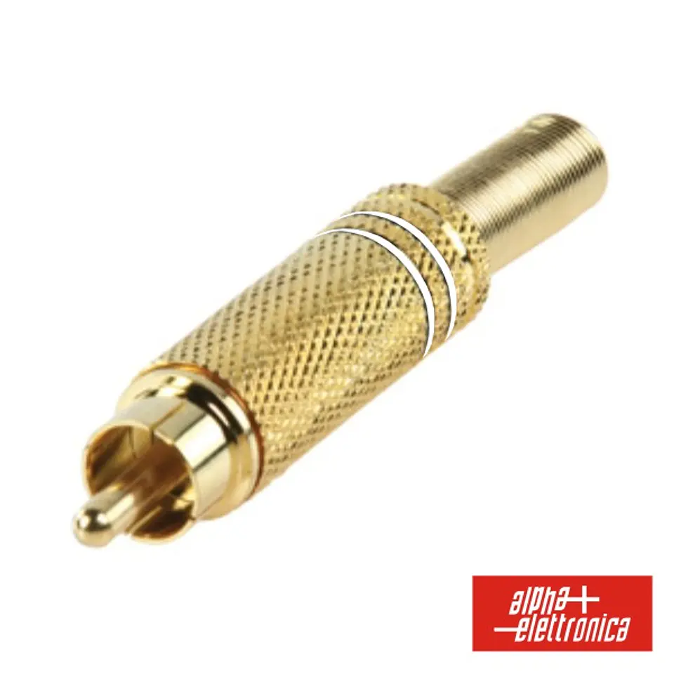 FICHA RCA MACHO DOURADA-BRANCA C/ PROTEÇÃO DE CABO 1
