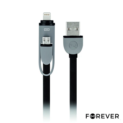 CABO USB-A 2.0 MACHO / MICRO USB-B E APPLE 8P 1M PRETO