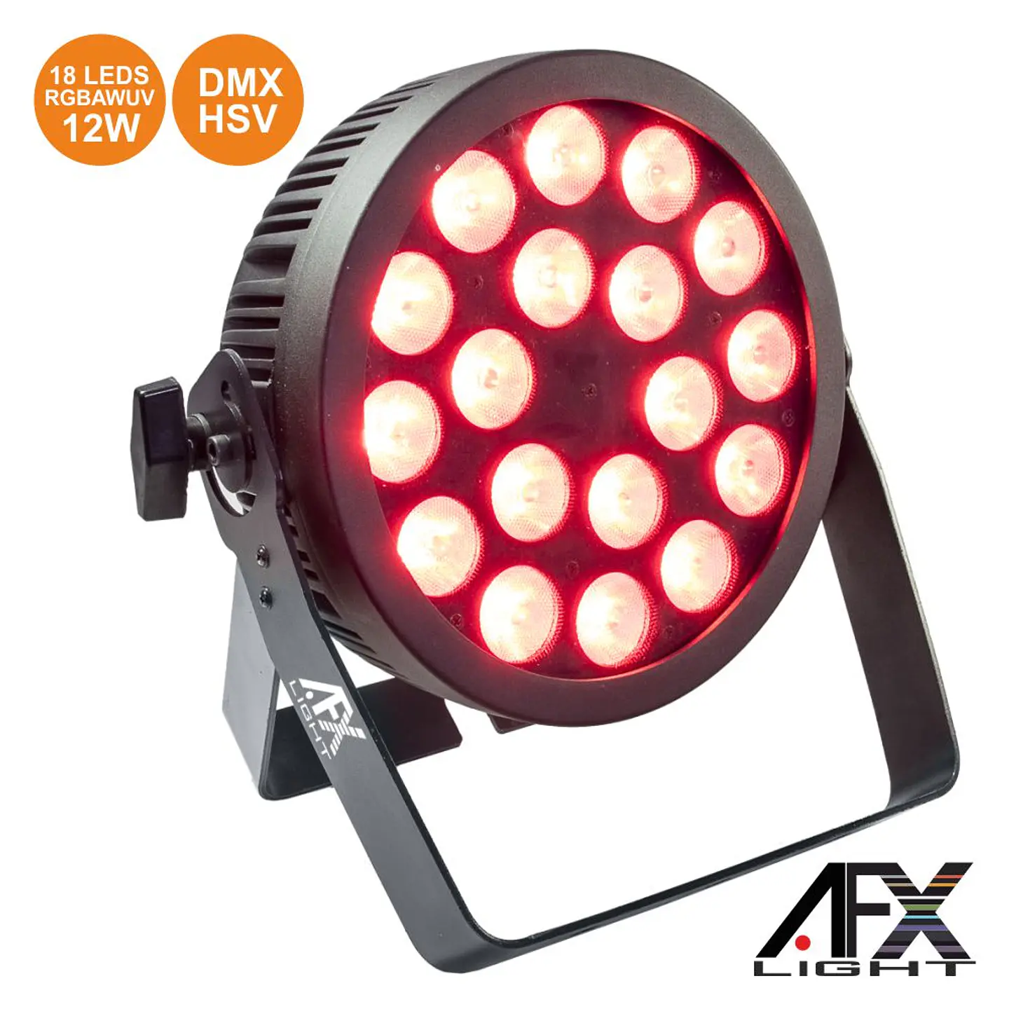 PROJETOR PAR C/ 18 LEDS RGBAW-UV 12W DMX+HSV AFXLIGHT 1