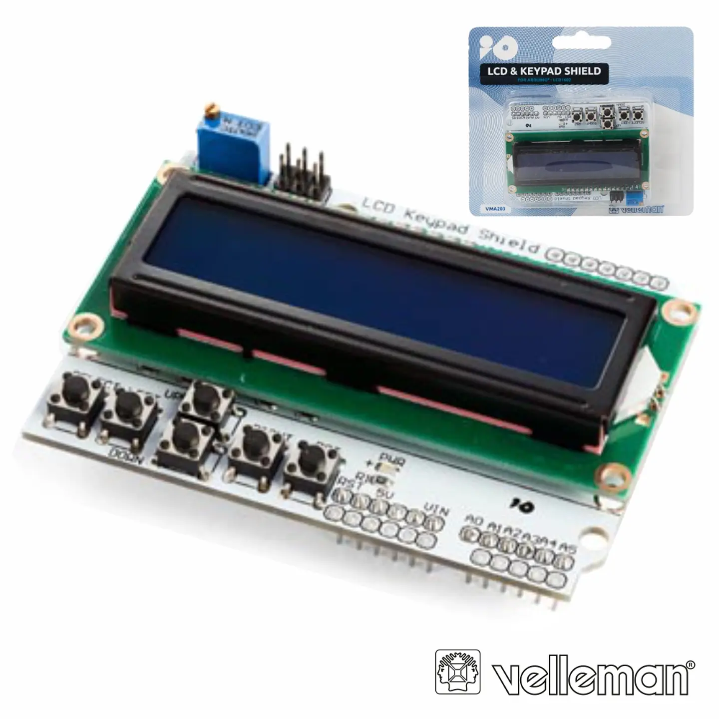 MÓDULO LCD E TECLADO P/ ARDUINO VELLEMAN 1
