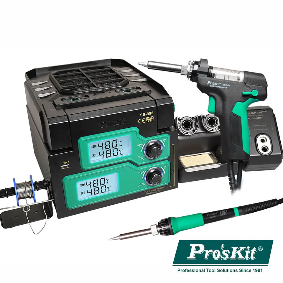 Estação de Soldar SMD Ar Quente 6 Em 1 250W PROSKIT 1