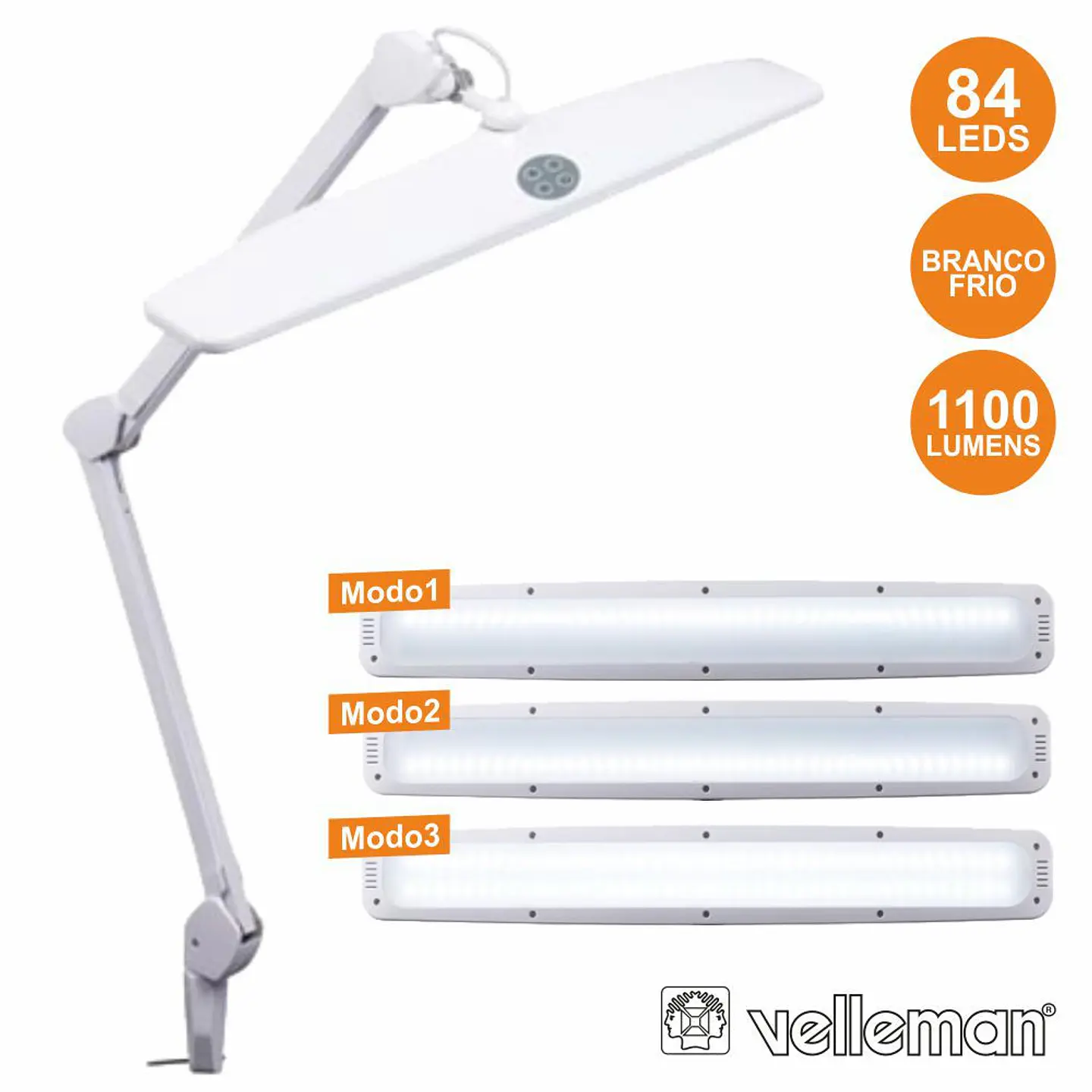 CANDEEIRO 84 LEDS LUMINUSIDADE REGULÁVEL P/ BANCADA VELLEMAN 1