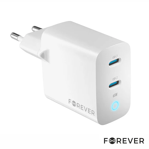 Alimentador Comutado 2xUSB-C PD/QC 65W GaN FOREVER