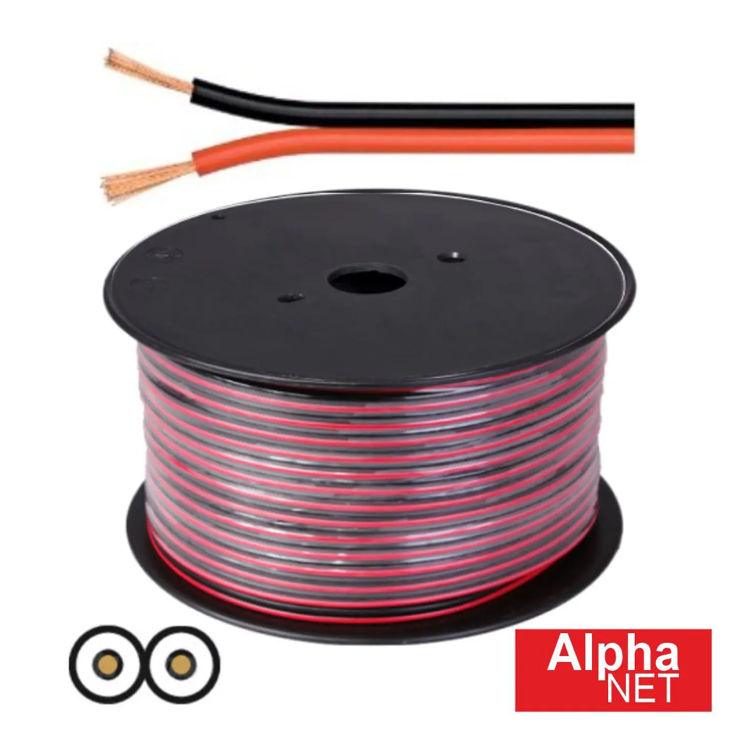 Cabo Coluna 2x1.00mm Preto/Vermelho ALPHANET 1