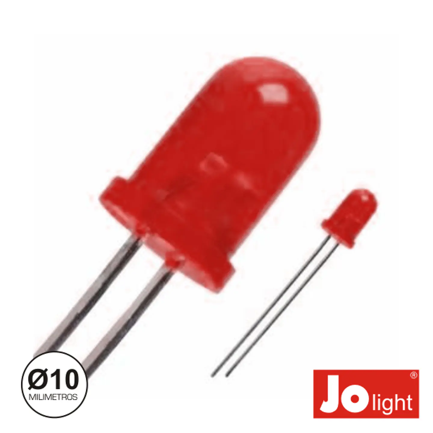 LED 10MM ALTO BRILHO VERMELHO DIFUSO JOLIGHT 1