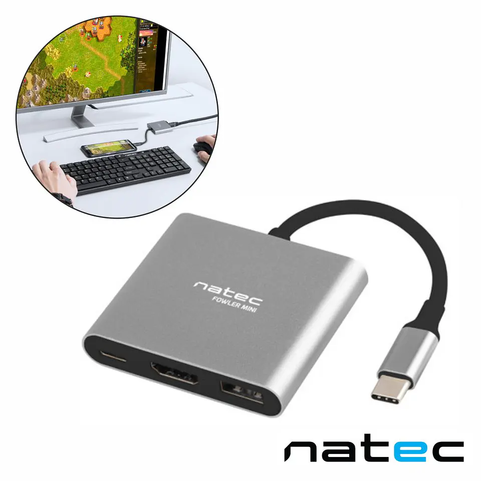 Hub USB-C PD P/ USB-C/USB 3.0/ HDMI 4K NATEC 1