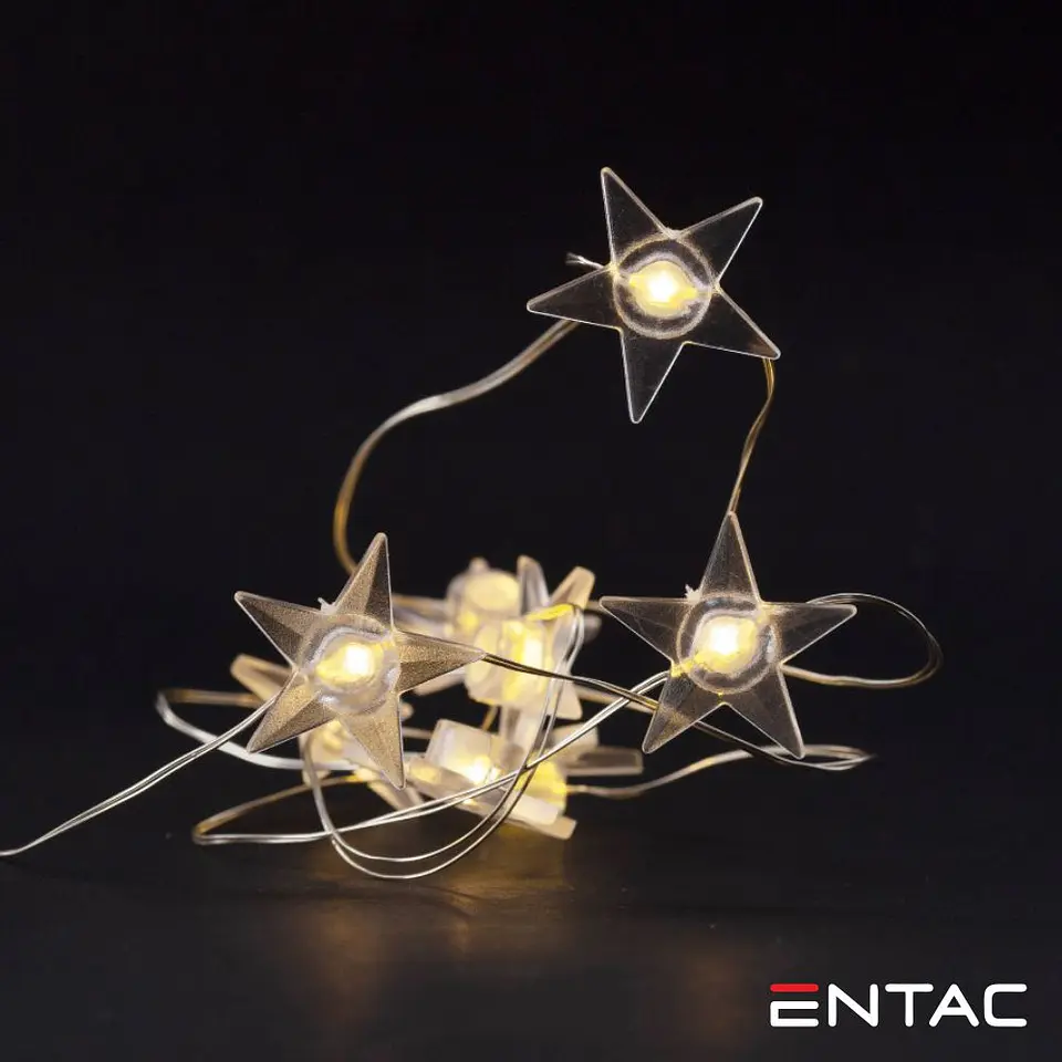 Grinalda 10 LEDs Estrela Arame 2xAA 1m ENTAC 1