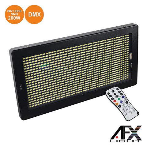 ESTROBOSCÓPIO C/ 882 LEDS SMD 200W DMX MIC COMANDO AFXLIGHT