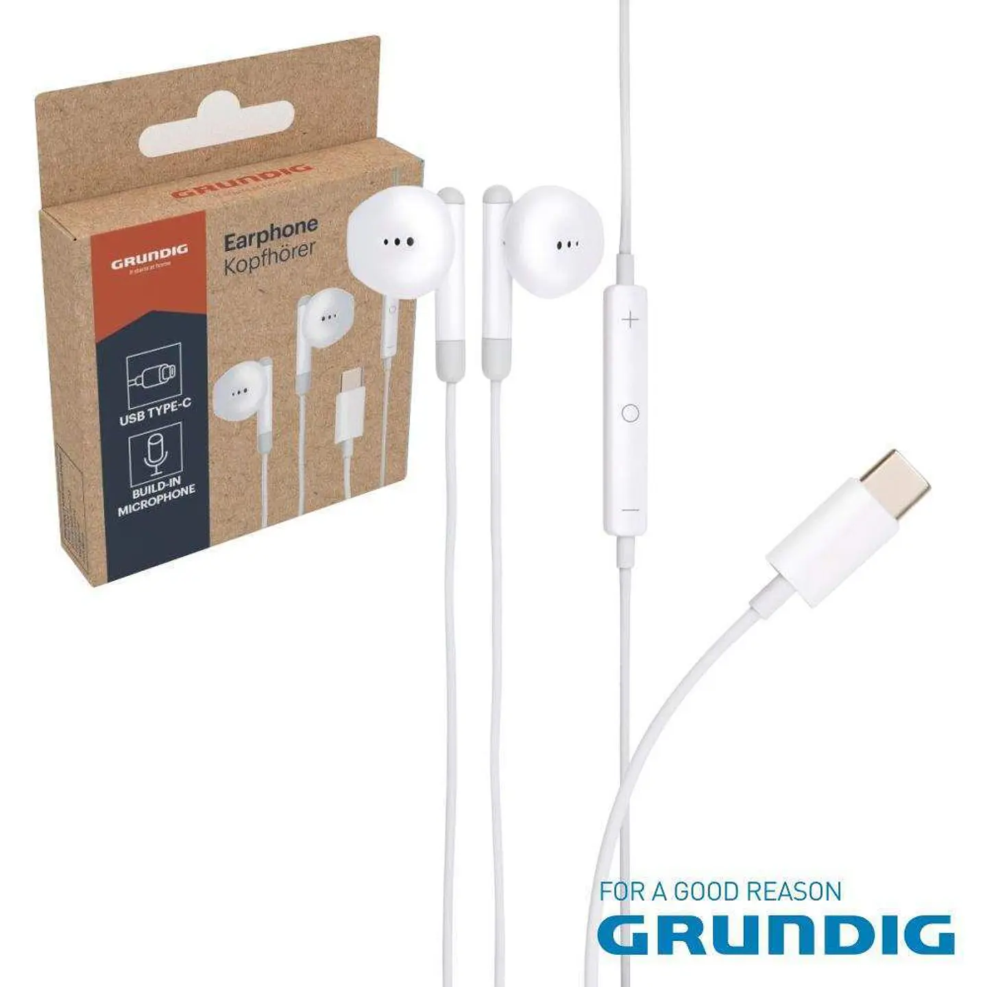 Auscultadores Stereo C/ Microfone USB-C Branco GRUNDIG 1