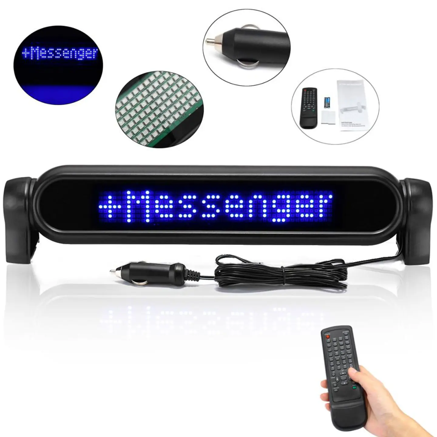 Placa Mensagem Rolante LED 12V Ficha Isqueiro C/ Comando 1